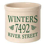 Personalized Pinecone 2 Gallon Crock with Green Etching