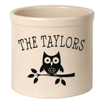 Personalized Owl 2 Gallon Crock with Black Etching