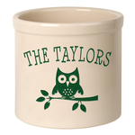 Personalized Owl 2 Gallon Crock with Green Etching