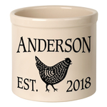 Personalized Chicken 2 Gallon Crock with Black Etching