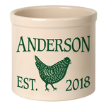 Personalized Chicken 2 Gallon Crock with Green Etching