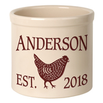 Personalized Chicken 2 Gallon Crock with Red Etching