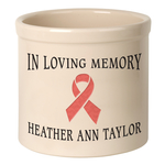 Personalized Pink Ribbon 2 Gallon Crock with Multi-Color Etching