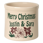 Personalized Poinsettia 2 Gallon Crock with Multi-Color Etching
