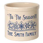 Personalized Snowflake Ornament 2 Gallon Crock with Dark Blue Etching