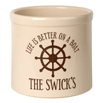 Personalized Life Is Better On A Boat 2 Gallon Crock with Brown Etching