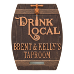 Drink Local Barrel Antique Copper with Two Lines of Texts