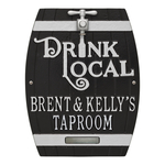 Drink Local Barrel Black & Silver with Two Lines of Texts