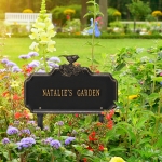 Chickadee Ivy Garden 1-Line Lawn Plaque Black & Gold 3