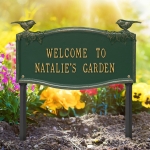 Vine Chickadee Garden Lawn Plaque Green & Gold 3
