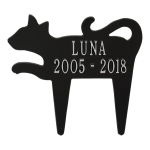 Cat Shaped Memorial Lawn Plaque in Black & Silver