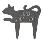 Cat Shaped Memorial Lawn Plaque in Pewter & Silver