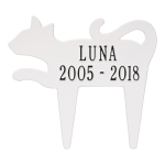 Cat Shaped Memorial Lawn Plaque in White & Black