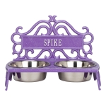 Personalized Bistro Pet Bowl in Purple & White