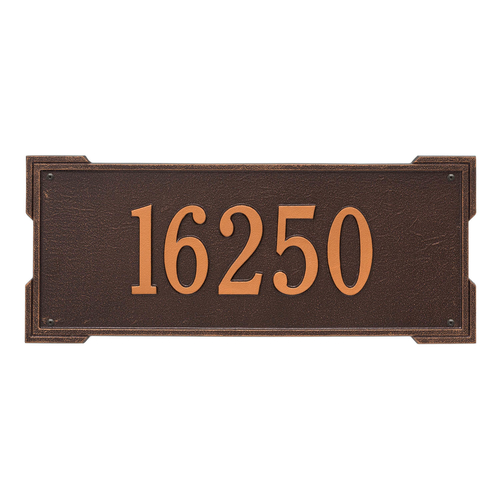 Rectangle Shape Address Plaque Named Roanoke with a Antique Copper Finish, Estate Wall with One Line of Text