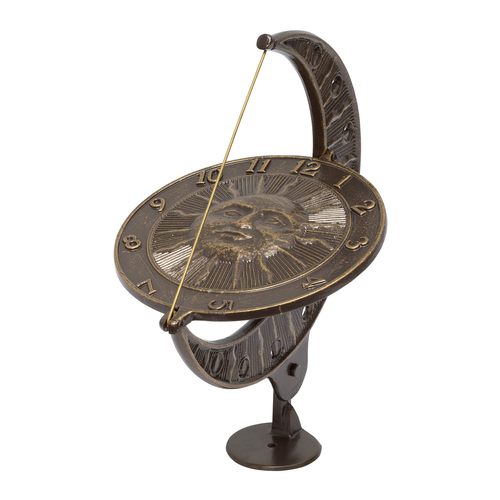 Sun and Moon Sundial French Bronze