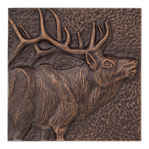 8 x 8 in. Elk Wall Plaque Indoor/Outdoor Antique Copper