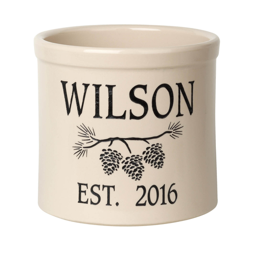 Personalized Pine Bough 2 Gallon Crock with Black Etching