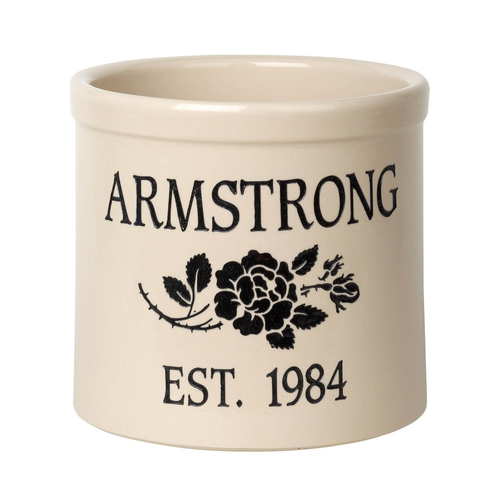 Personalized Rose Stem 2 Gallon Crock with Black Etching