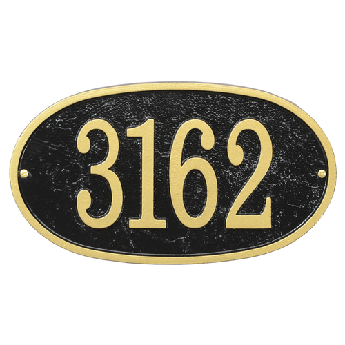Fast & Easy Oval House Numbers Plaque Black and Gold