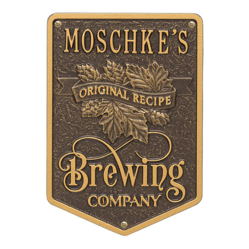 Original Recipe Brewing Company Beer Plaque, Finish, Standard Wall 1-line Dark Bronze & Gold
