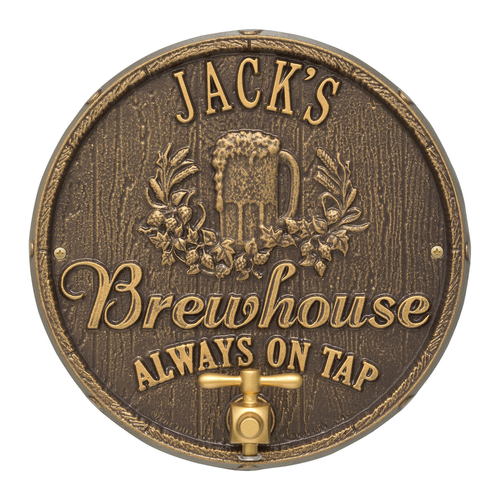 Oak Barrel Beer Pub Plaque Dark Bronze & Gold