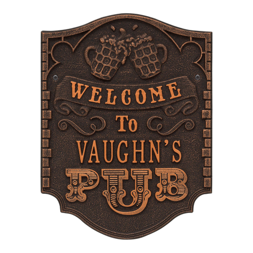 Pub Welcome Plaque, Finish, Standard Wall 1-line Oil Rubbed Bronze