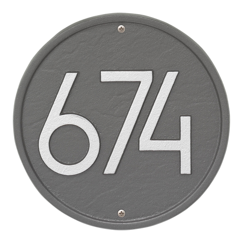 Round Modern Personalized Wall Plaque Pewter & Silver