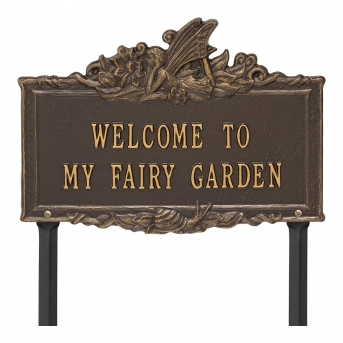 Welcome to My Fairy Lawn Plaque Bronze & Gold