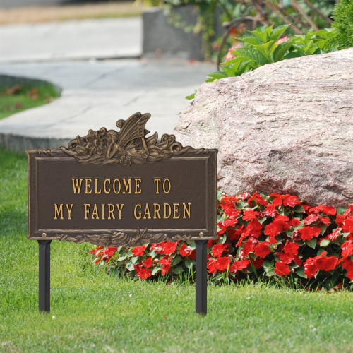 Welcome to My Fairy Lawn Plaque Bronze & Gold 2