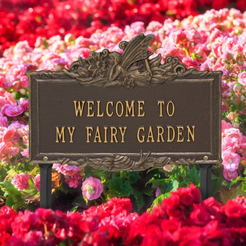 Welcome to My Fairy Lawn Plaque Bronze & Gold 3