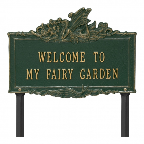 Welcome to My Fairy Lawn Plaque Green & Gold