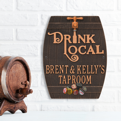 Drink Local Barrel Oil Rubbed Bronze Plaque with a Background