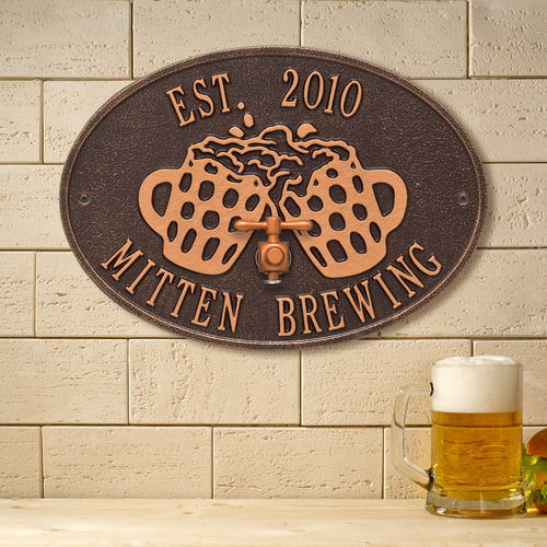 Beers & Cheers Antique Copper Plaque with a Background