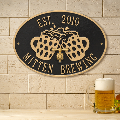 Beers & Cheers Black & Gold Plaque with a Background