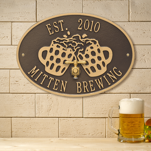 Beers & Cheers Bronze & Gold Plaque with a Background